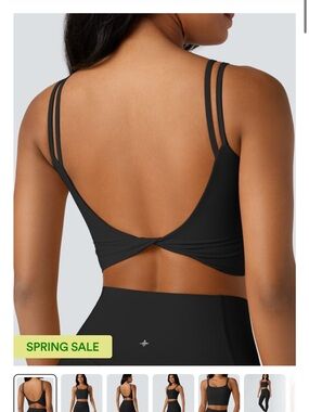 HALARA Black Double-Strap Twist-Back Sports Bra